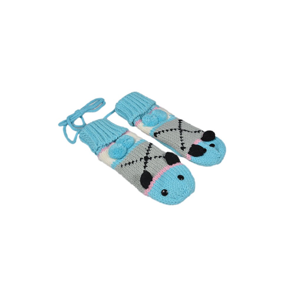 Manusi tricotate copii, Maxx, model canafiori, Bleu/Gri, XS INTL